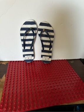 kate spade Navy and White Striped Kids Flip Flops